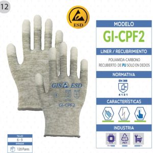 Guante Poliamida-Carbono recubierto de poliuretano solo en dedos de seguridad industrial